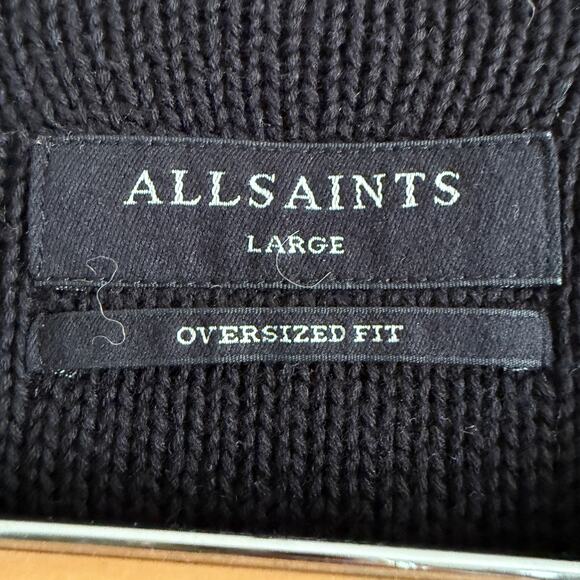 ALLSAINTS | Tredan Wool/Cotton/Alpaca Blend Oversized Gray Leopard Sweater Large - Picture 4 of 5